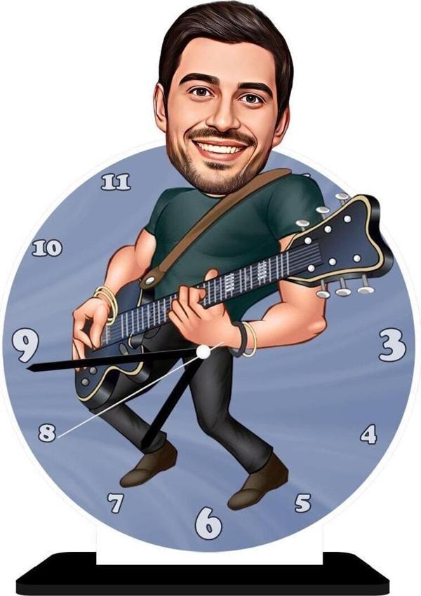 Ekart Kişiye Özel Erkek Gitarist Desenli Masa Saati - Image 1