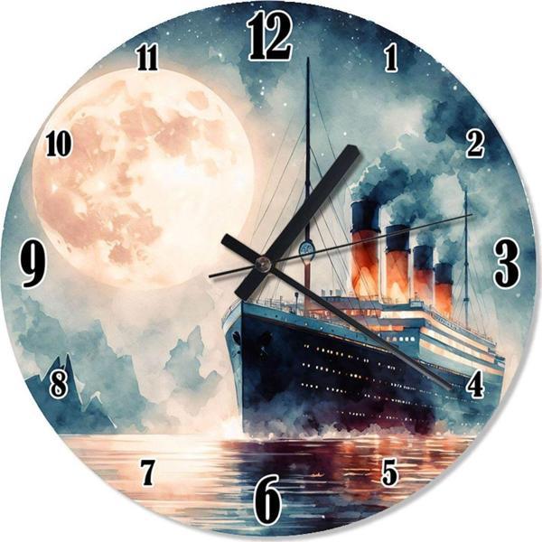 Ekart Titanic Ve Dolunay Şekilli Duvar Saati - Image 1