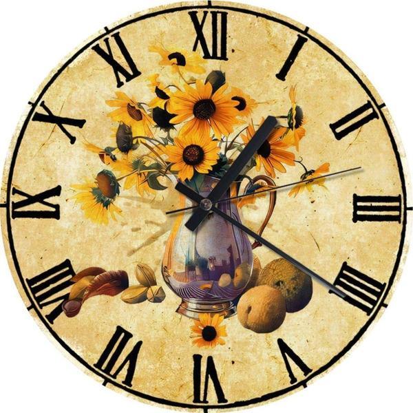 Ekart Sarı Çiçekler Tasarım Duvar Saati - Image 1