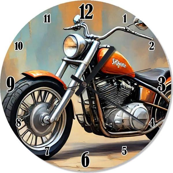 Ekart Retro Chopper Motosiklet Baskılı Duvar Saati - Image 1