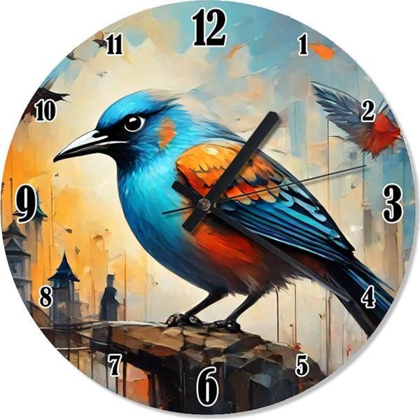 Ekart Mavi Kuş Dekoratif Duvar Saati - Image 1