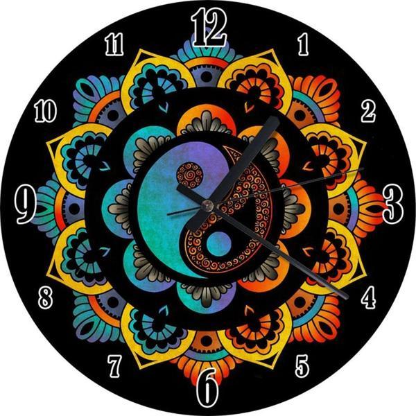 Ekart Yin Yang Ve Çiçekler Desenli Duvar Saati - Image 1