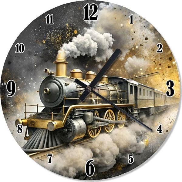 Ekart Buharlı Tren Desenli Duvar Saati - Image 1