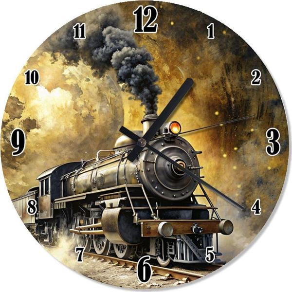 Ekart Buharlı Tren Sessiz Duvar Saati - Image 1