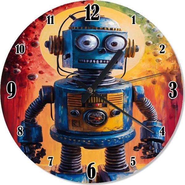 Ekart Sevimli Robot Baskılı Duvar Saati - Image 1