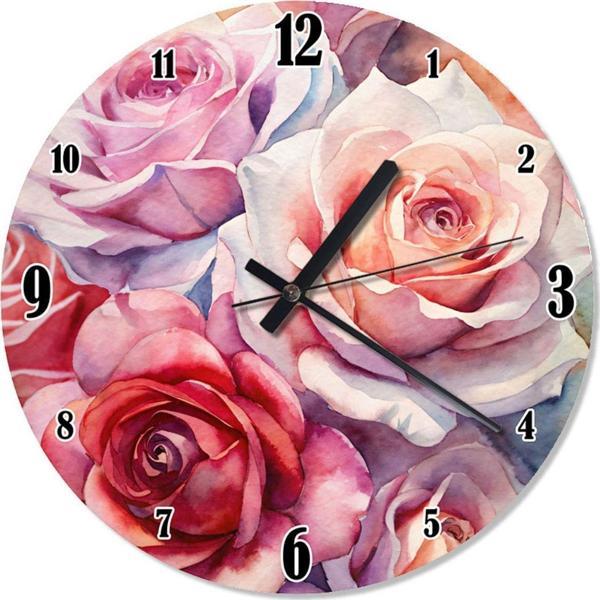 Ekart Renkli Güller Tasarım Duvar Saati - Image 1