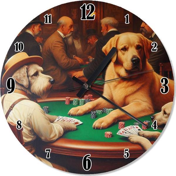 Ekart Kumarbaz Köpekler Akarlı Duvar Saati - Image 1