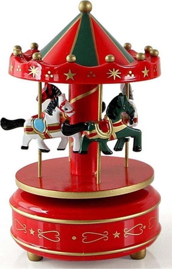 Mobgift Nostaljik Atlı Karınca Müzik Kutusu Kırmızı Yeşil - Image 1