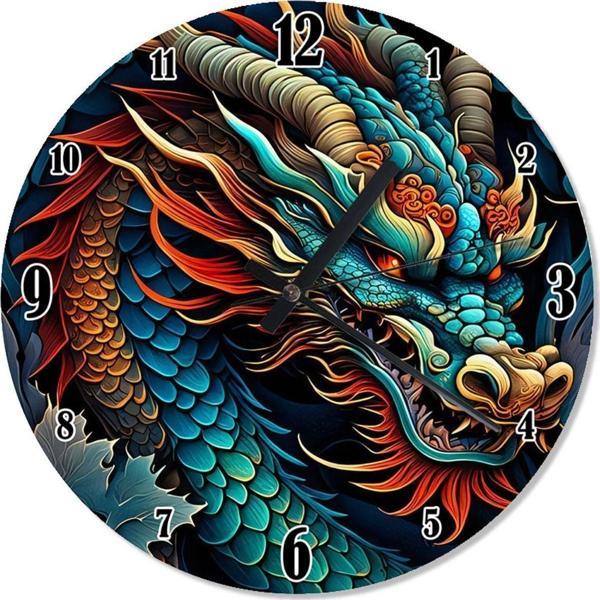 Ekart Mavi Ejderha Dragon Baskılı Duvar Saati - Image 1