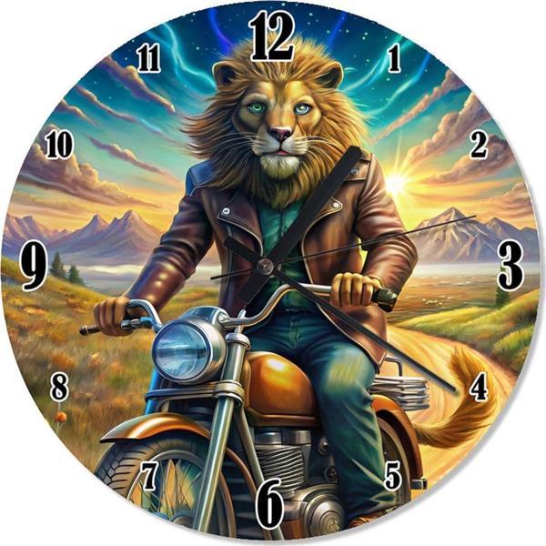 Ekart Motorsiklet Ve Aslan Dekoratif Duvar Saati - Image 1