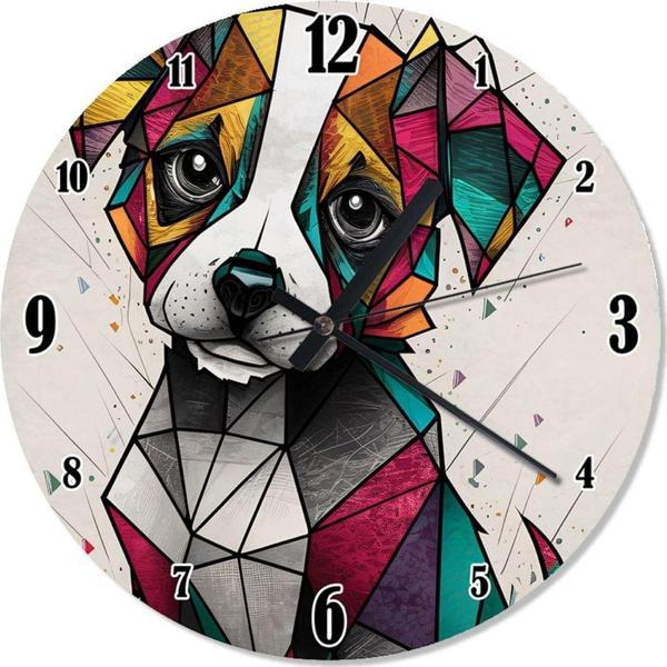 Ekart Sevimli Vitray Köpek Şekilli Duvar Saati - Image 1
