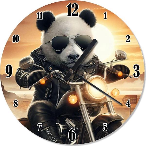 Ekart Motor Süren Karizmatik Panda Dekoratif Duvar Saati - Image 1