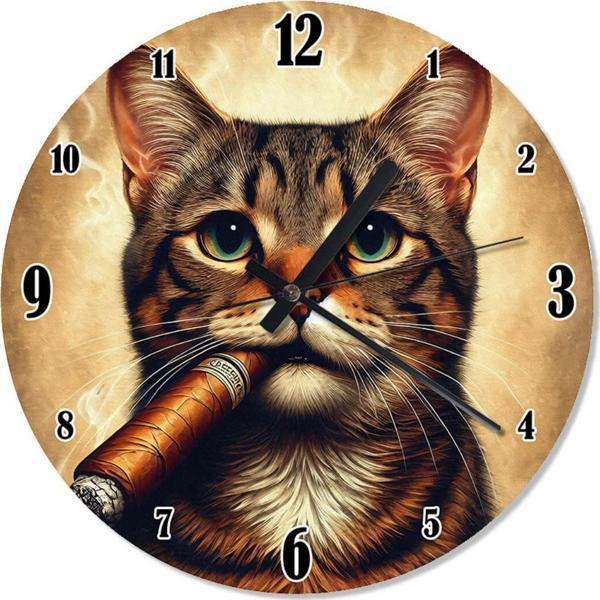Ekart Puro İçen Sevimli Kedi Desenli Duvar Saati - Image 1