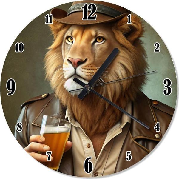 Ekart Maceracı Aslan Ve Bira Sessiz Duvar Saati - Image 1