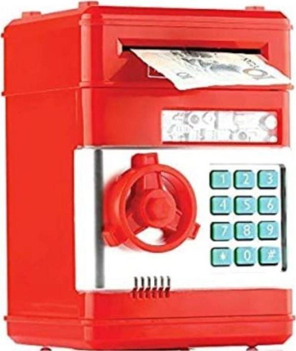 Mobgift Şifreli Otomatik Kağıt Para Alan Atm Kasa Kumbara Kırmızı - Image 1