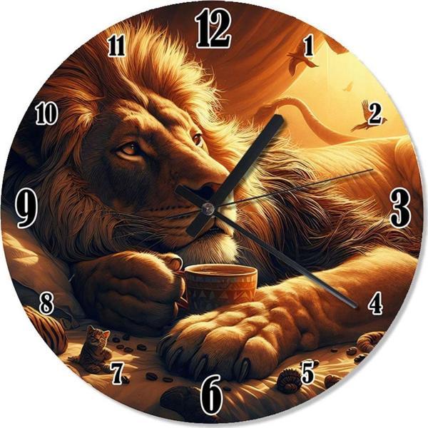 Ekart Uyanamamış Aslan Sessiz Duvar Saati - Image 1