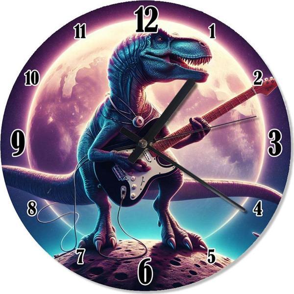 Ekart Gitar Çalan Dinazor Sessiz Duvar Saati - Image 1