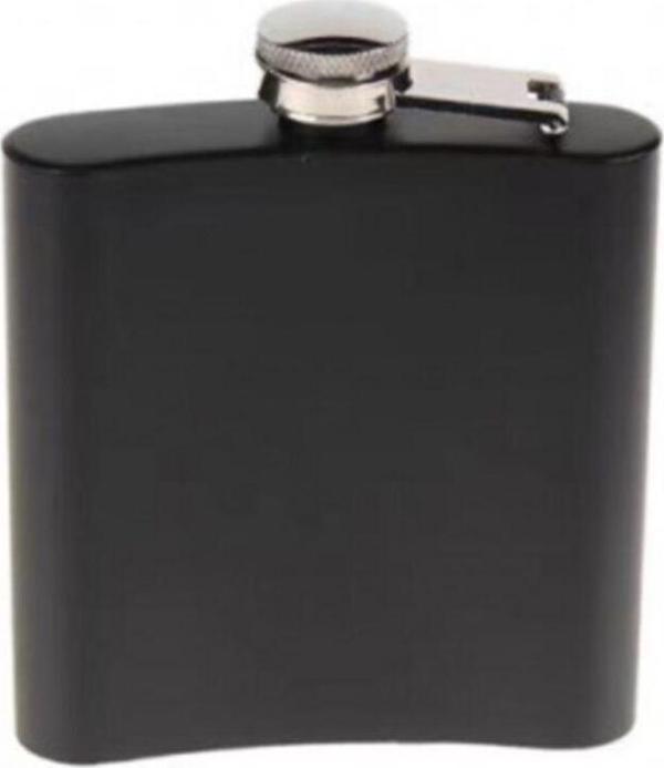 Mobgift Siyah 6 Oz Çelik Cep İçki Matarası - Image 1