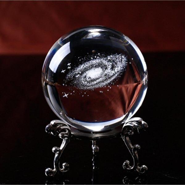 Mobgift Standlı Samanyolu Galaxy Cam Küre Gümüş - Image 1