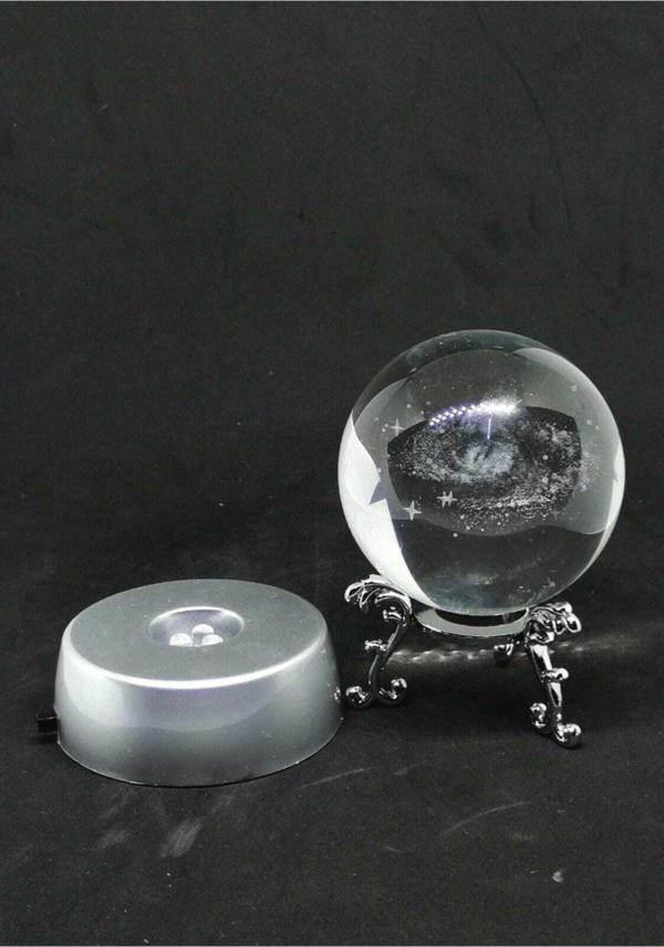 Mobgift Standlı Ve Işıklı Samanyolu Galaxy Cam Küre Gümüş - Image 1
