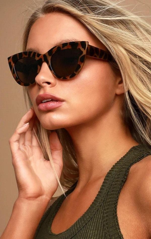 Mobgift Yuvarlak Cat Eye Model Güneş Gözlüğü Leopar - Image 1