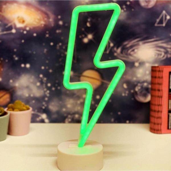 Mobgift Yeşil Şimşek Model Neon Led Işıklı Masa Lambası Dekoratif Aydınlatma Gece Lambası - Image 1