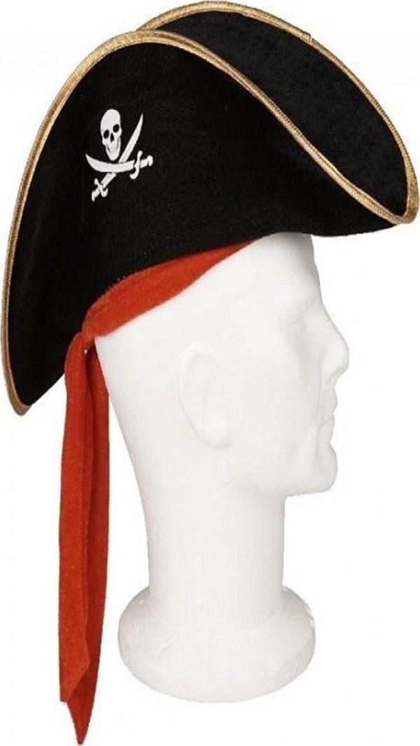 Mobgift Yetişkin Boy Kadife Jack Sparrow Denizci Korsan Şapkası 50X20 Cm - Image 1