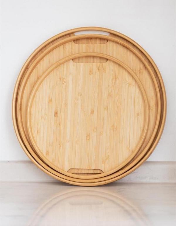 Kapris 3 Lü Yuvarlak Bambu Tepsi Seti KAP-1429 - Image 1