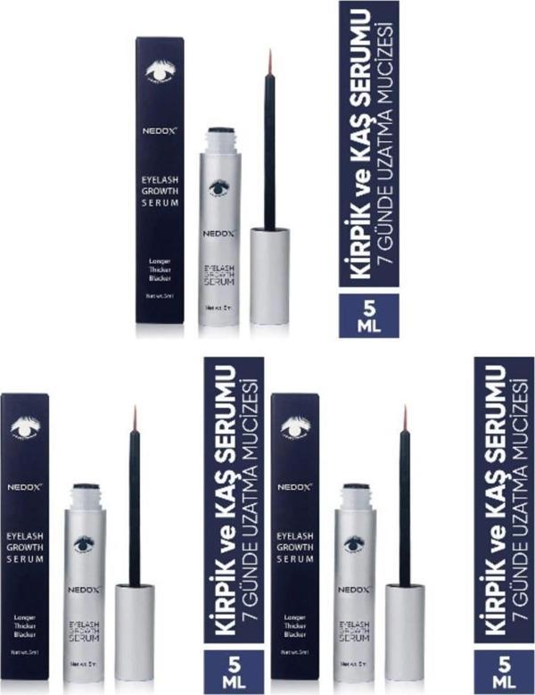 NEDOX 3 Adet Kaş Ve Kirpik Uzatıcı, Onarıcı, Besleyici Ve Güçlendirici Bakım Serum Garantili 5 ml - Image 1