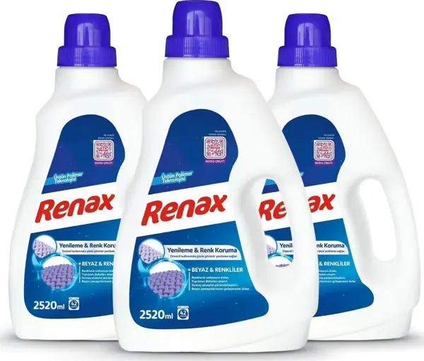 RENAX Sıvı Çamaşır Deterjanı Beyaz ve Renkliler 2520 ml - 3 Lü Paket - Image 1