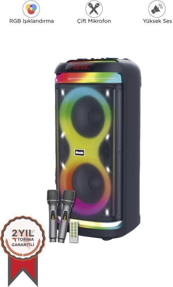 Torima BTS-1993 Siyah RGB Ledli Mikrofonlu Kumandalı Bluetooth Hoparlör Parti Speaker - Image 1