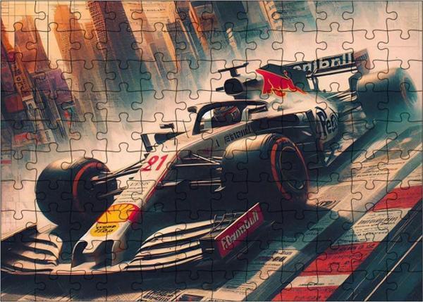Ekart Ahşap Mdf Puzzle Yapboz Beyaz Formula 1 Araba 120 Parça 25 x 35 cm - Image 1