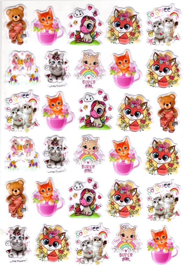 Sticker Kabartmalı A4 Boyutunda Stiker Defter, Planlayıcı Etiket-(lim526) - Süslü Hayvanlar - Image 1