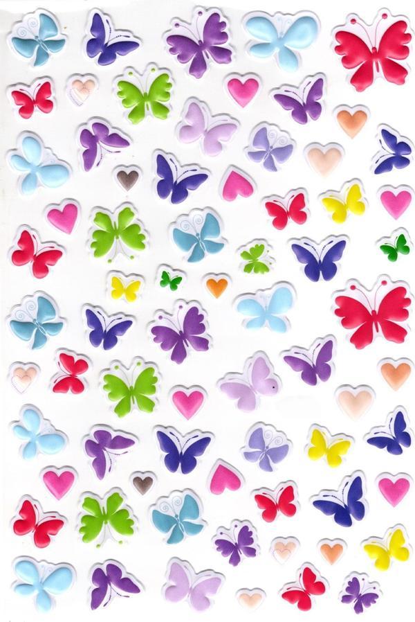 Sticker Kabartmalı A4 Boyutunda Stiker Defter, Planlayıcı Etiket-(lim535) - Pastel Kelebekler - Image 1