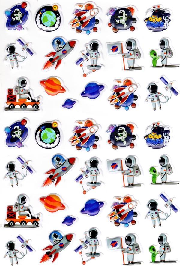 Sticker Kabartmalı A4 Boyutunda Stiker Defter, Planlayıcı Etiket-(lim538) - Astronot - Image 1