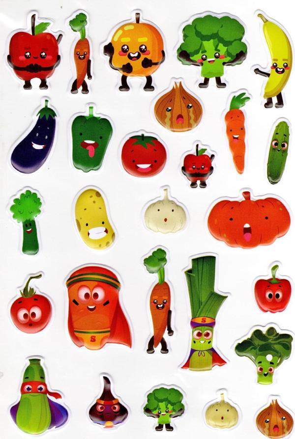 Sticker Kabartmalı A4 Boyutunda Stiker Defter, Planlayıcı Etiket-(lim550) - Meyve Sebze - Image 1