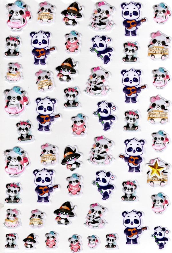 Sticker Kabartmalı A4 Boyutunda Stiker Defter, Planlayıcı Etiket-(lim556) - Eğlenceli Panda - Image 1