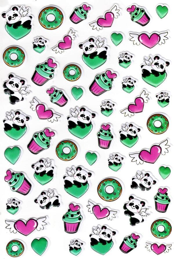 Sticker Kabartmalı A4 Boyutunda Stiker Defter, Planlayıcı Etiket-(lim557) - Donut Kek Panda - Image 1