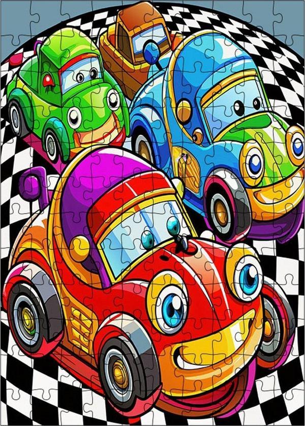 Ekart Ahşap Mdf Puzzle Yapboz Yarışçı Arabalar 120 Parça 25 x 35 cm - Image 1