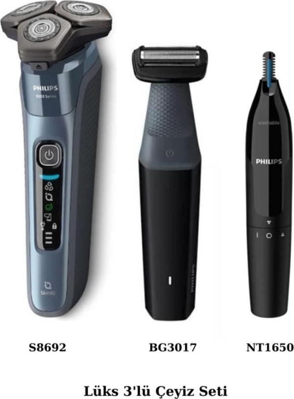 Philips Islak/Kuru Sinek Kaydı Tıraş - Banyo Vücut Bakım - Kulak-Burun Tüy Kesme Makinesi 3'lü Çeyiz - Image 1