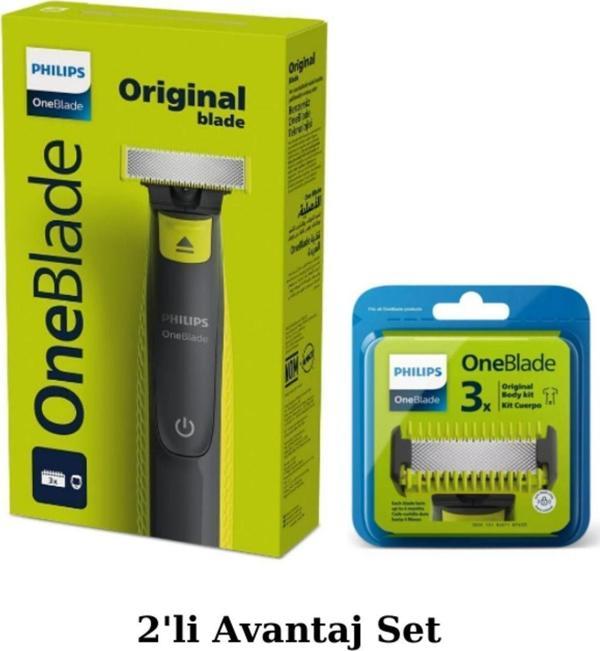 Philips Qp2724/10 Oneblade Yüz Ve Vücut Şekilendirici Qp630/51 3'lü Yedek Bıçak Avantaj Set - Image 1