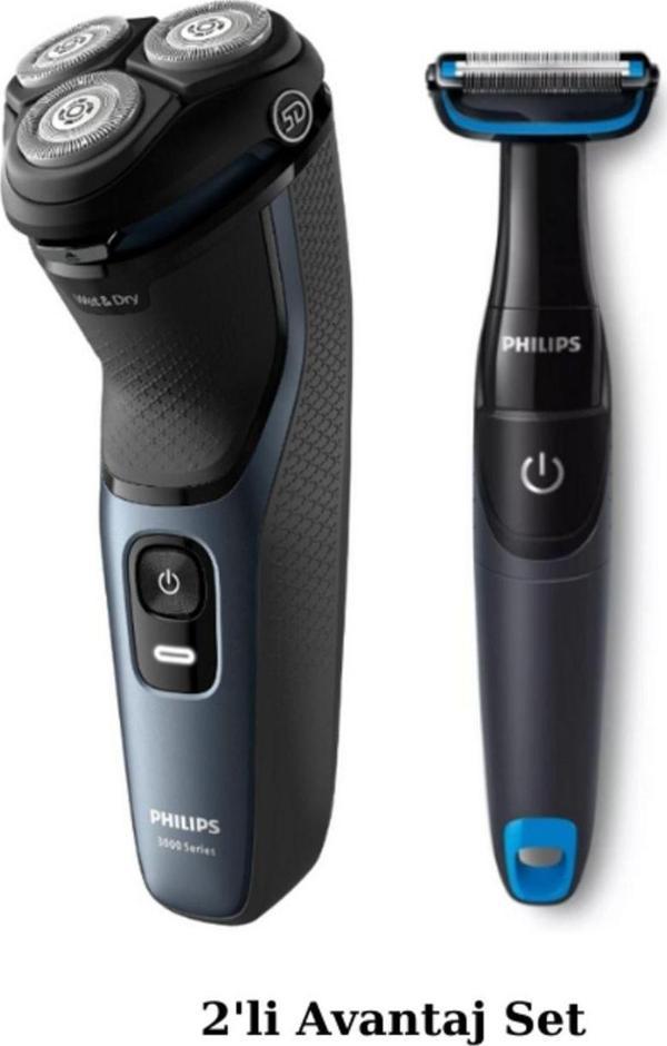 Philips S3144/00 Islak/Kuru Sinek Kaydı Tıraş Makinesi - BG1024 Banyo Vücut Bakım Makinesi 2'li Avan - Image 1