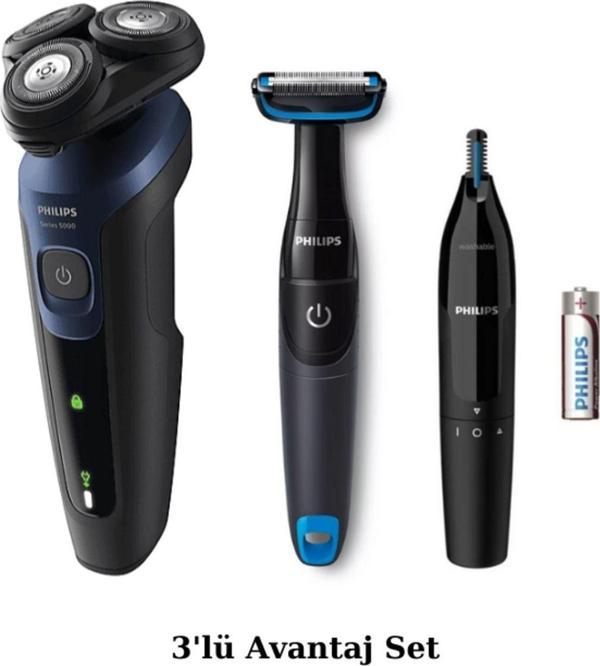 Philips S5445 Islak/kuru Sinek Kaydı Tıraş - Banyo Vücut Bakım - Kulak-Burun Tüy Kesme Makinesi 3'lü - Image 1