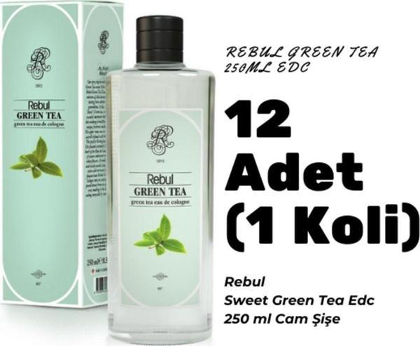 Rebul Green Tea Edc 250 ml Cam Şişeli Yeşil Çay Kolonyası 12 Adet (1 Koli) - Image 1