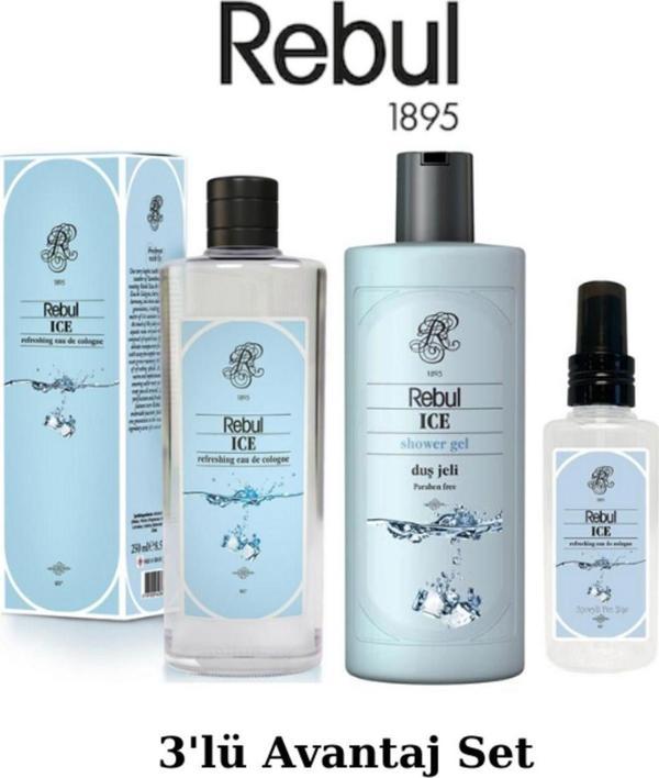 Rebul ICE Edc 250ml Kolonya + 500ml Duş Jeli + 125ml Edc Kolonya 3'lü Avantaj Set - Image 1