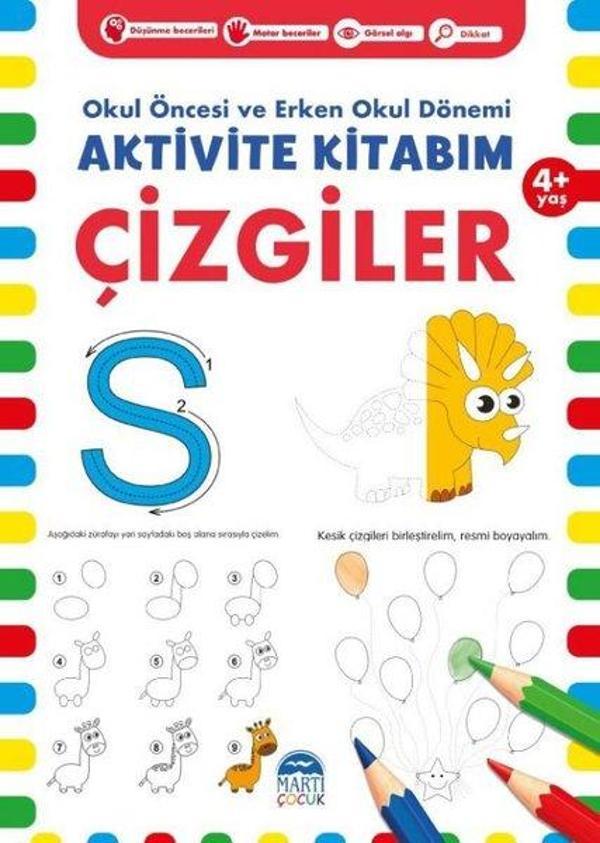 Aktivite Kitabım - Çizgiler  4+ Yaş - Okul Öncesi ve Erken Okul Dönemi - Martı Yayınları Yayınevi - Image 1