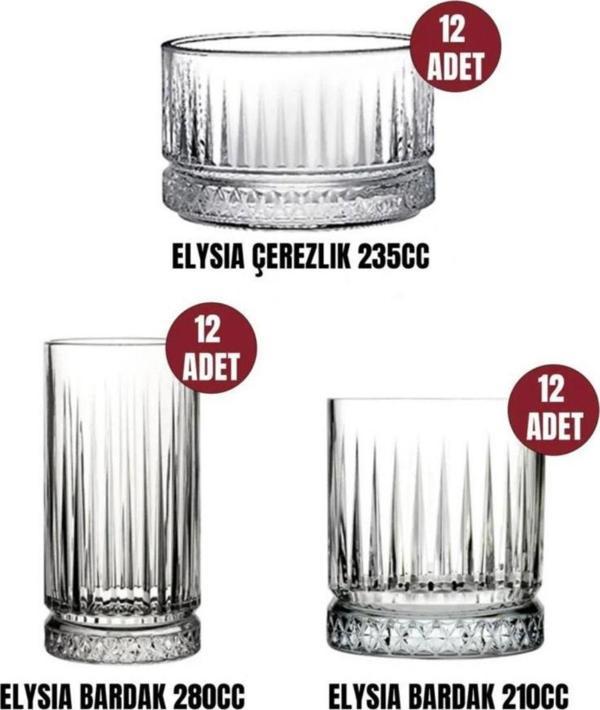 Paşabahçe elysia 36 parça su bardak - meşrubat bardağı ve çerezlik seti takımı - Image 1
