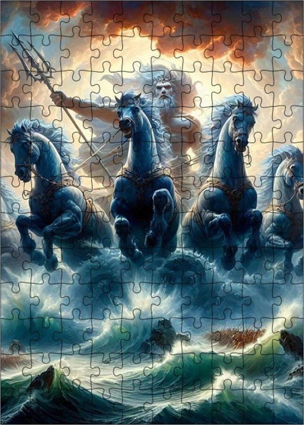 Ekart Ahşap Mdf Puzzle Yapboz Zeus Ve Atlar 120 Parça 25 x 35 cm - Image 1