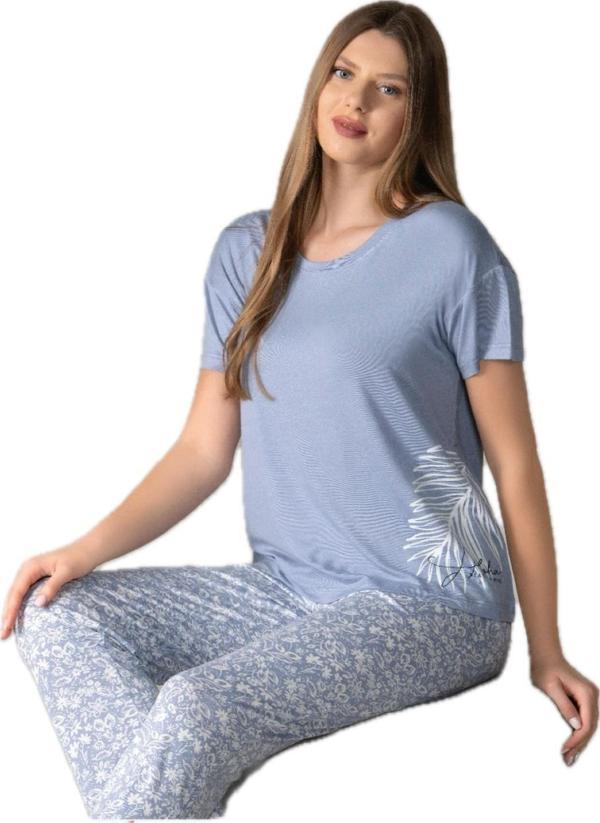Alperi 78-90 Kadın Yuvarlak Yaka Kısa Kol Pijama Takım - Image 1