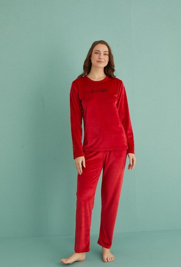 Gd Goldoremi 13166-18 Kadın Slient Night Kadife Uzun Kol Pijama Takım - Image 1